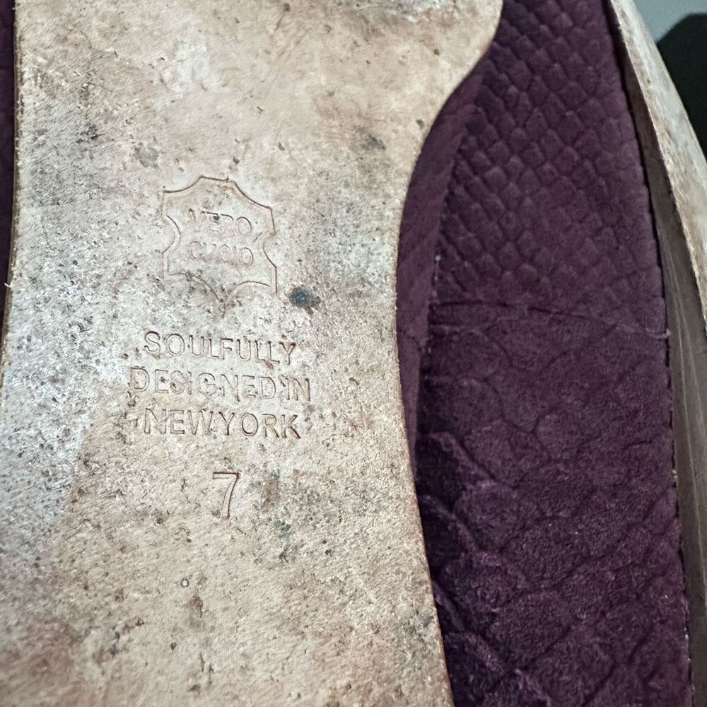 Matt Bernson Snake Pattern Maroon Pointed Toe Fla… - image 7